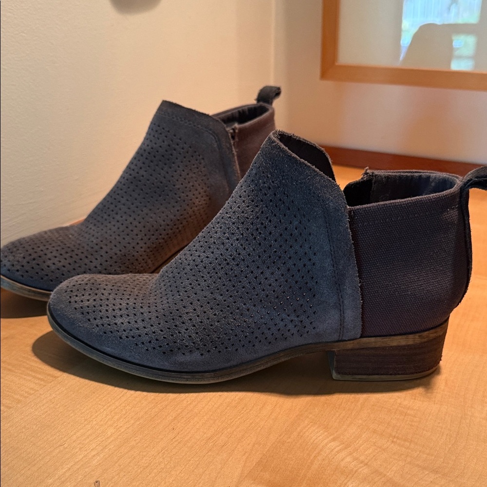 Toms Gray Perforated Ankle Booties